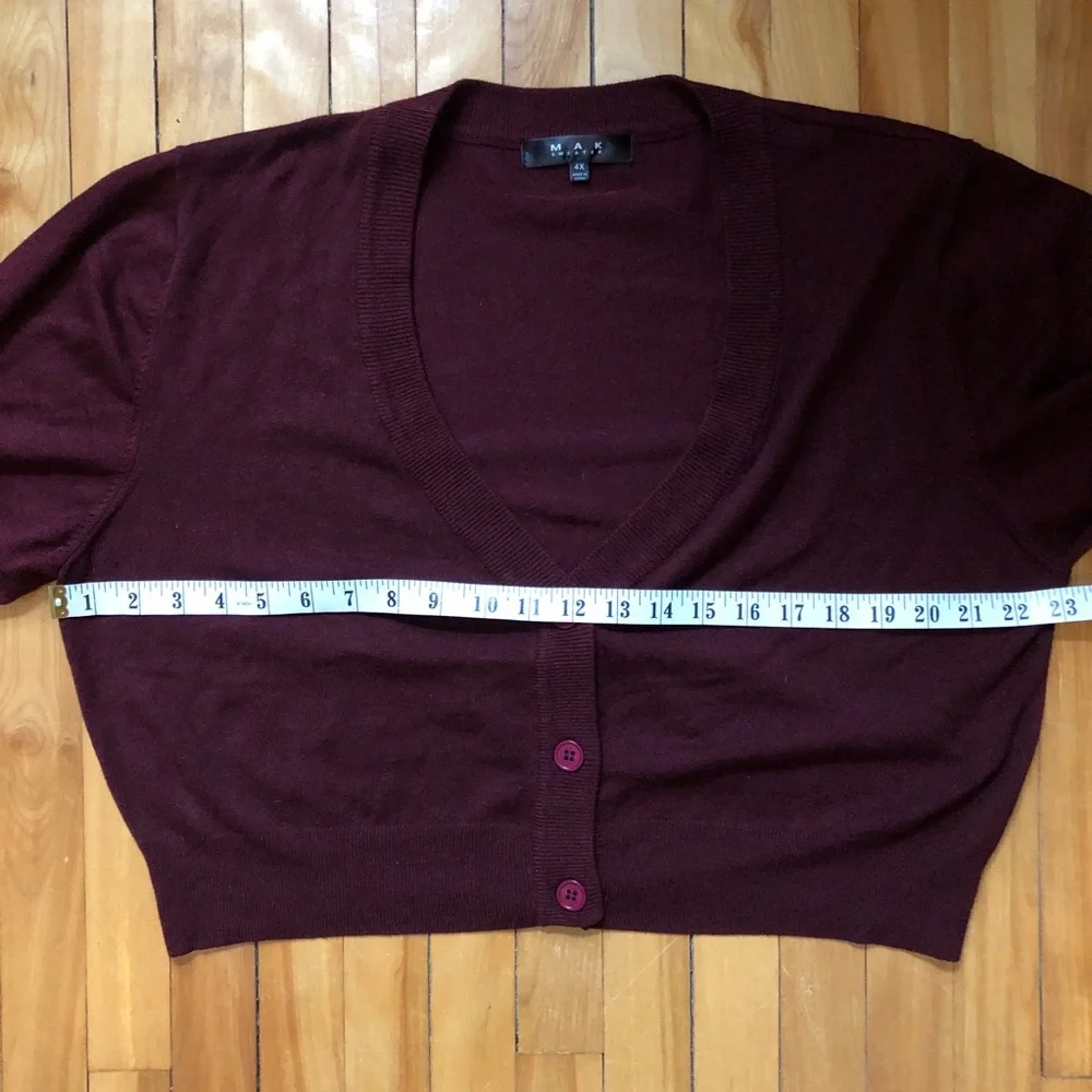 4XL New Unworn Mak Burgundy Retro Cropped 3/4 Sleeve Cardigan ModCloth - Picture 4 of 6